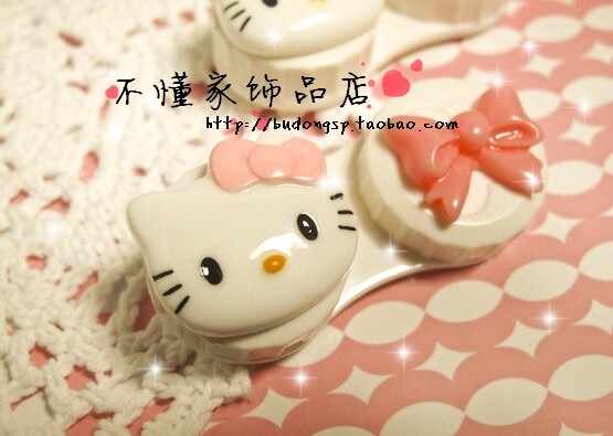 不懂家.独家。隐形眼镜盒双联盒 {kitty蝴蝶结} 伴侣盒