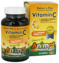 美国Nature's plus动物大游行纯天然儿童VC咀嚼片90片防感冒