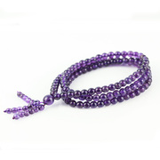 天然乌拉圭紫水晶，108颗佛珠手链108粒天然紫水晶手串