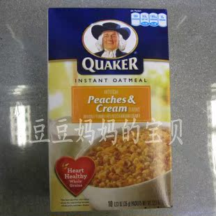  美国直递 QUAKER桂格即食燕麦片香桃奶油口味350g含10小包护心脏