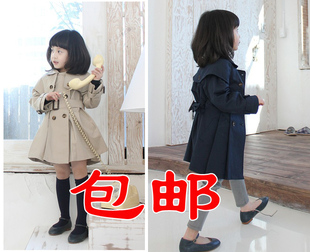  童装 女童 春装 韩版双排扣儿童披肩风衣童装 外套大衣 上衣