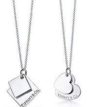 Tiffany Tiffany plata 925 doble corazones bloques + par tanto collar colgante de collar de pareja