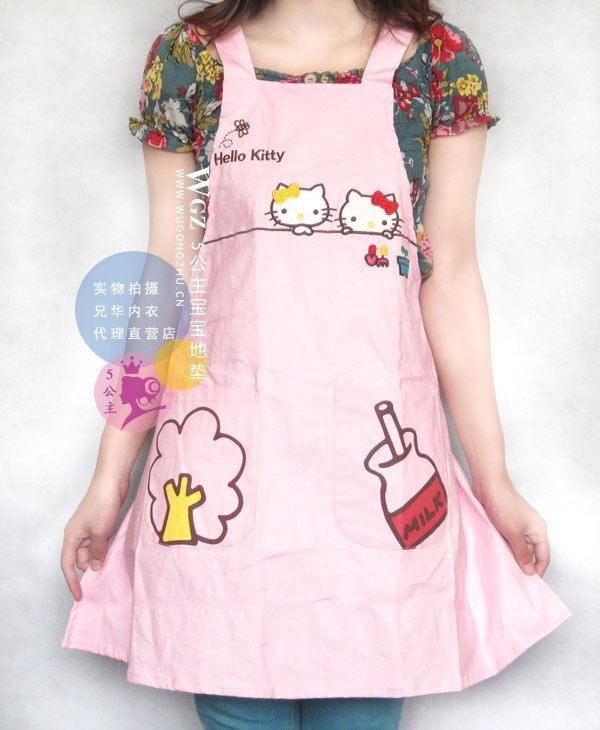 Cotton thickening Fabric Embroidery lovely KITTY Home Furnishing apron Baby work apron kitchen work apronin the Family/Personal Cleaning Tools , Housework/Floor cleaning equipment , Apron Set category - from Buy2taobao.com to provide professional Taobao agent buy service