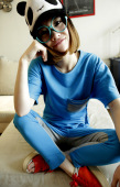 Small King home 2012 mixed colors of spring and summer of the new Korean version of the double-sided thin short-sleeved sweater +9 pants movement piece fitted