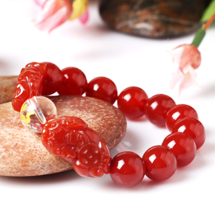  吉善缘 天然红玛瑙貔貅手链 招财辟邪转运十二生肖 男女款1145