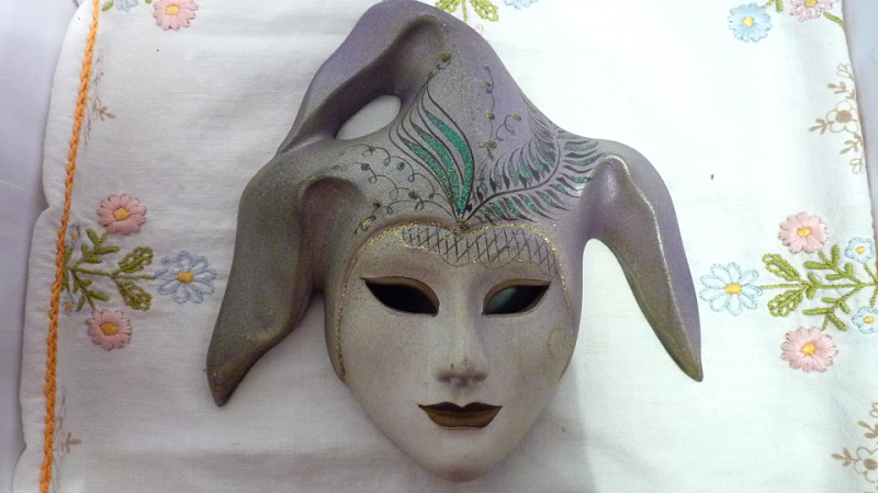 西洋欧洲古董老工艺品收藏 意大利陶瓷手工小丑面具壁挂 - 想去