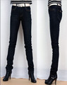 限量巨显瘦09冬爆款女士牛仔裤弹力 修身新款黑色小直筒靴裤
