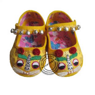  【宝贝阁下】手工虎头鞋 婴幼布鞋 铃铛软底学步鞋 黄色宝宝礼物