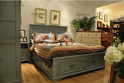 田园乡村家具实木床双人床，单人床实木带储物功能，抽屉床可定制