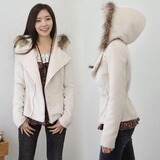 <span class=H>皇冠</span>信誉 2011新品秋冬韩版女装热卖 <span class=H>短</span>款拉链连帽<span class=H>外套</span> 米白色