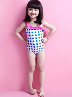 Basha dreams children's wear cute new 2012 dot shoulder piece children's clothing swimwear 014112209
