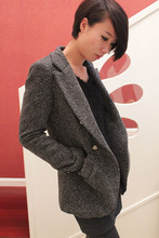 2011秋装新款通勤简约女式帅气羊毛呢双排扣西装外套上衣