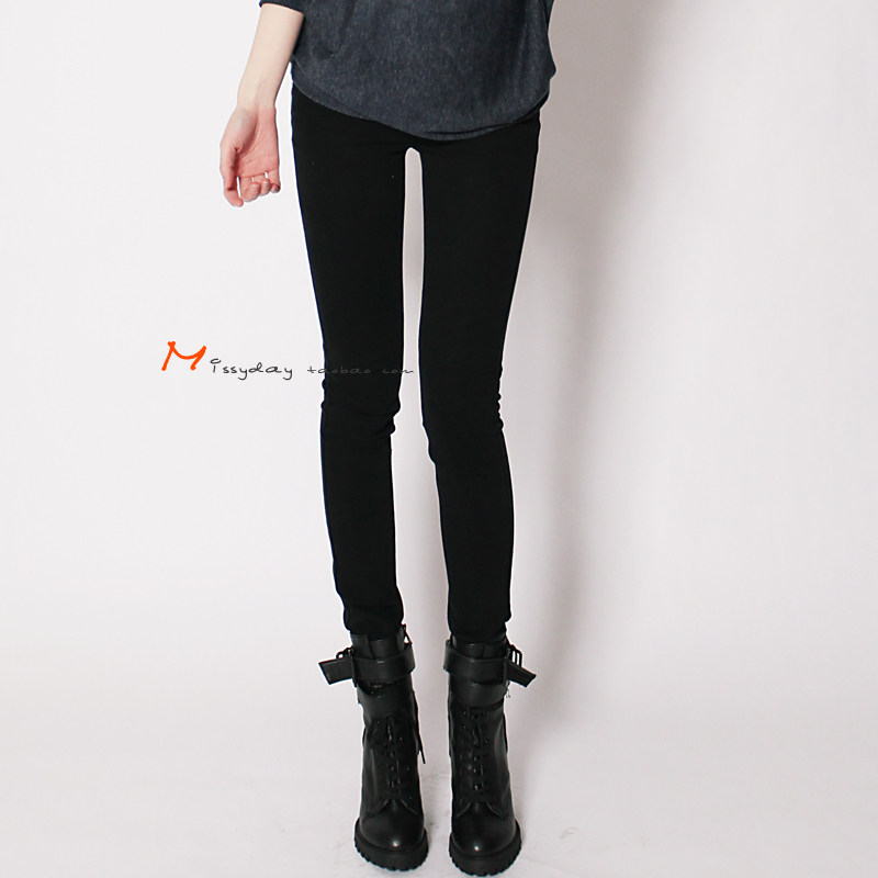 最好搭的牛仔裤skinny <span class=H>jean</span> 夏季超级修身黑色小脚牛仔裤833204