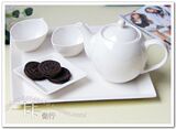 日单纯白 骨瓷茶具 英式风格 优雅柳叶形 可配底盘 含点心碟