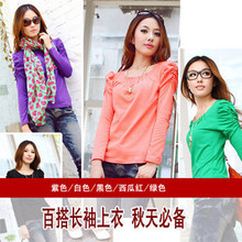 特价包邮 专柜正品2010秋装新款女装爆款泡泡袖纯棉显瘦长袖T恤