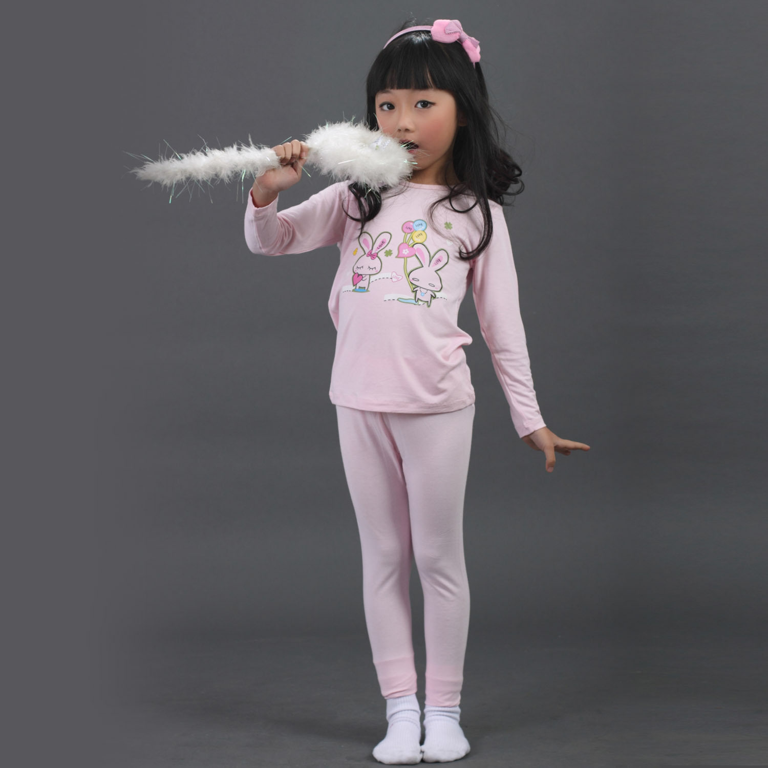 mhome美惠<em>竹纤维女童</em>保暖内衣套装丝柔抗菌