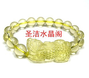  冲冠促销开光巴西天然黄水晶貔貅手链 黄水晶手链 赠开光证男女款