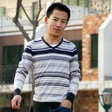 JackJones/杰克琼斯专柜正品 男士薄款条纹装饰毛衣24041双色