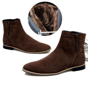  男棉靴子低筒皮靴韩版英伦马丁短靴磨砂休闲棉鞋 男士雪地靴清仓