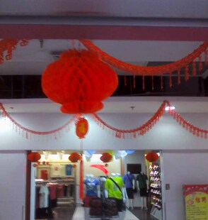  塑料纸大红纸灯笼/油光纸喜庆小灯笼批发/中秋节春节装饰蜂窝婚庆