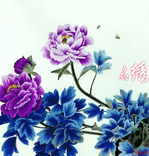 混纺软缎*精品苏绣DIY*牡丹56638*绣好成品扫描适合初学*送教材