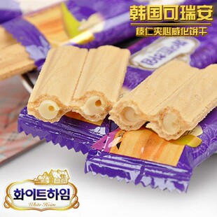  韩国进口食品 CROWN/可拉奥夹心蛋卷 可瑞安奶油榛子威化饼干142g