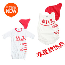 婴儿连体衣 原单纯棉 可爱奶瓶造型哈衣爬服宝宝春装睡袋2012新款
