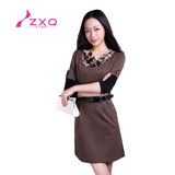 三<span class=H>皇冠</span>!2011新款 韩版淑女纯色假两件<span class=H>连衣裙</span>（配腰带）87201