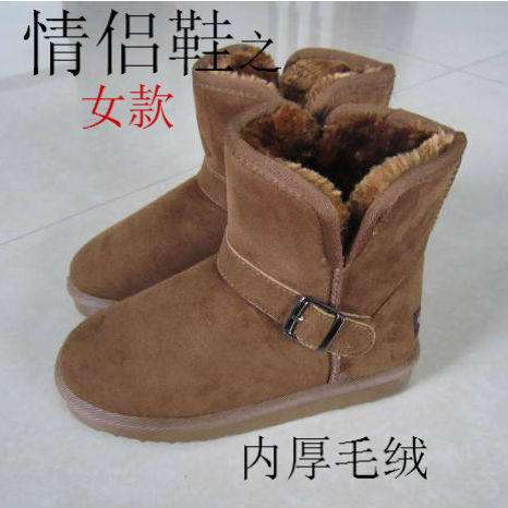 正品特卖最新款高档女雪地靴 秋冬鞋 侧搭扣厚绒平底中高筒靴