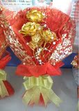 999千足金 黄金玫瑰 花束 3朵 I  LOVE YOU
