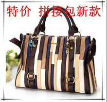 2011新款MIUmiU女包格纹撞色拼接蝴蝶结手提斜跨拼色女式包