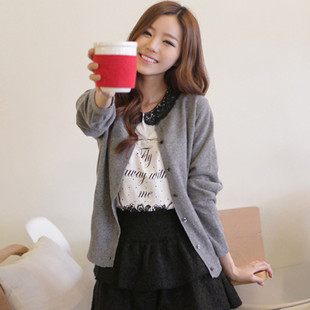2013春装新款韩版女装大码开衫 女针织毛衣 小外套 针织衫
			