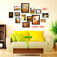 实木百搭创意<em>照片墙挂</em>墙相框菱形异行电视背景