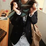 2012春装 新款 女装韩版双排扣休闲中长款修身小西装西服外套