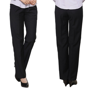  秋装女士职业西装裤 OL通勤黑色长裤 女直筒裤松紧腰工作正装裤子