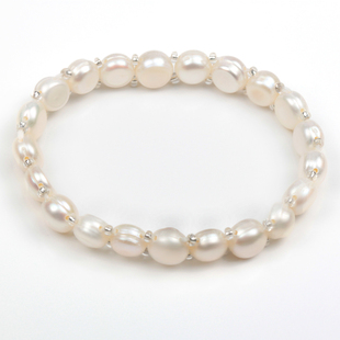  【开心赚宝】天然淡水珍珠手链女款扁圆形 韩版手链 专柜热卖秒杀