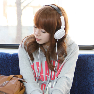 韩国<em>夏季不热</em>女生假发 斜刘海可扎辫子头顶款