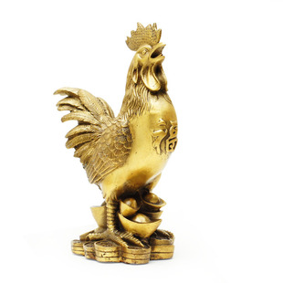  慈风阁风水开光 纯铜鸡摆件公鸡元宝金鸡招财镇宅化煞工艺品摆设
