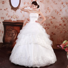 婚纱礼服 韩版婚纱公主 2011最新款 韩式绑带 齐地抹胸婚纱743