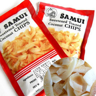  全场满68包邮 泰国红记SAMUI苏梅烤椰片椰子片40g 比绿包装好吃哦