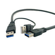 三实体店 USB 3.0 移动硬盘线 硬盘盒线 带双头供电口 0.3米