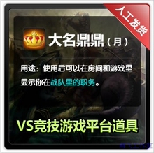 【拍前请联系】VS竞技平台 大名鼎鼎 一个月