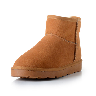  牛皮低筒 短靴 女靴牛筋底雪地靴 冬 清仓 特价 男女码 大码5854