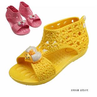  998时尚塑胶夏季露趾搭扣图腾女童凉鞋婴儿童鞋 亲子童装外贸公主