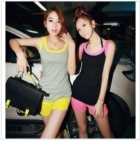 小麦2012新款夏 多<em>功能</em>荧光撞色休闲<em>家居</em>套装