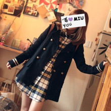2012春装韩版新款女装时尚复古学院风双排扣学生服水手服风衣外套