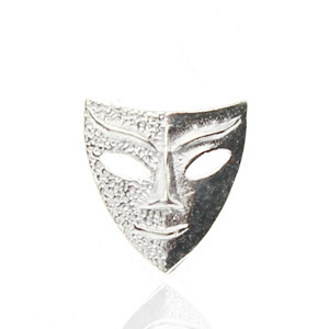  炙真银楼正品【面具】99纯银耳钉韩版 男士足银 手工原创 防过敏