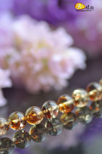  流光琥珀 纯天然 红花珀 爆花金珀 9mm 佛珠/散珠 皇冠信誉 真品