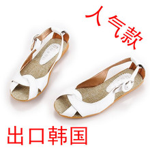 清仓特价2010新款女装鞋凉鞋韩版鱼嘴平底凉鞋外贸鞋\白\黑\黄色