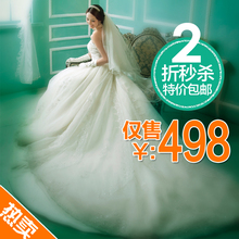 488元欧美皇室公主韩式韩版花朵蕾丝抹胸拖尾婚纱2012最新款1272